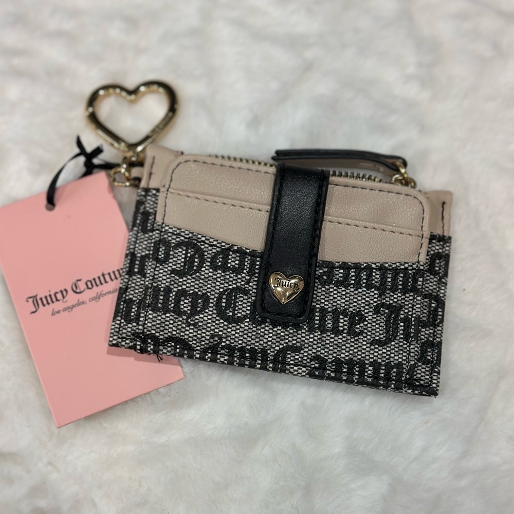 Juicy Couture Spring Fling Black Beige Cardholder Wallet